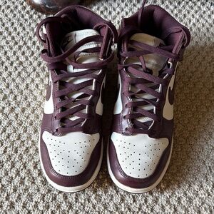 Nike Women’s High-Top Sneakers in Burgundy and White